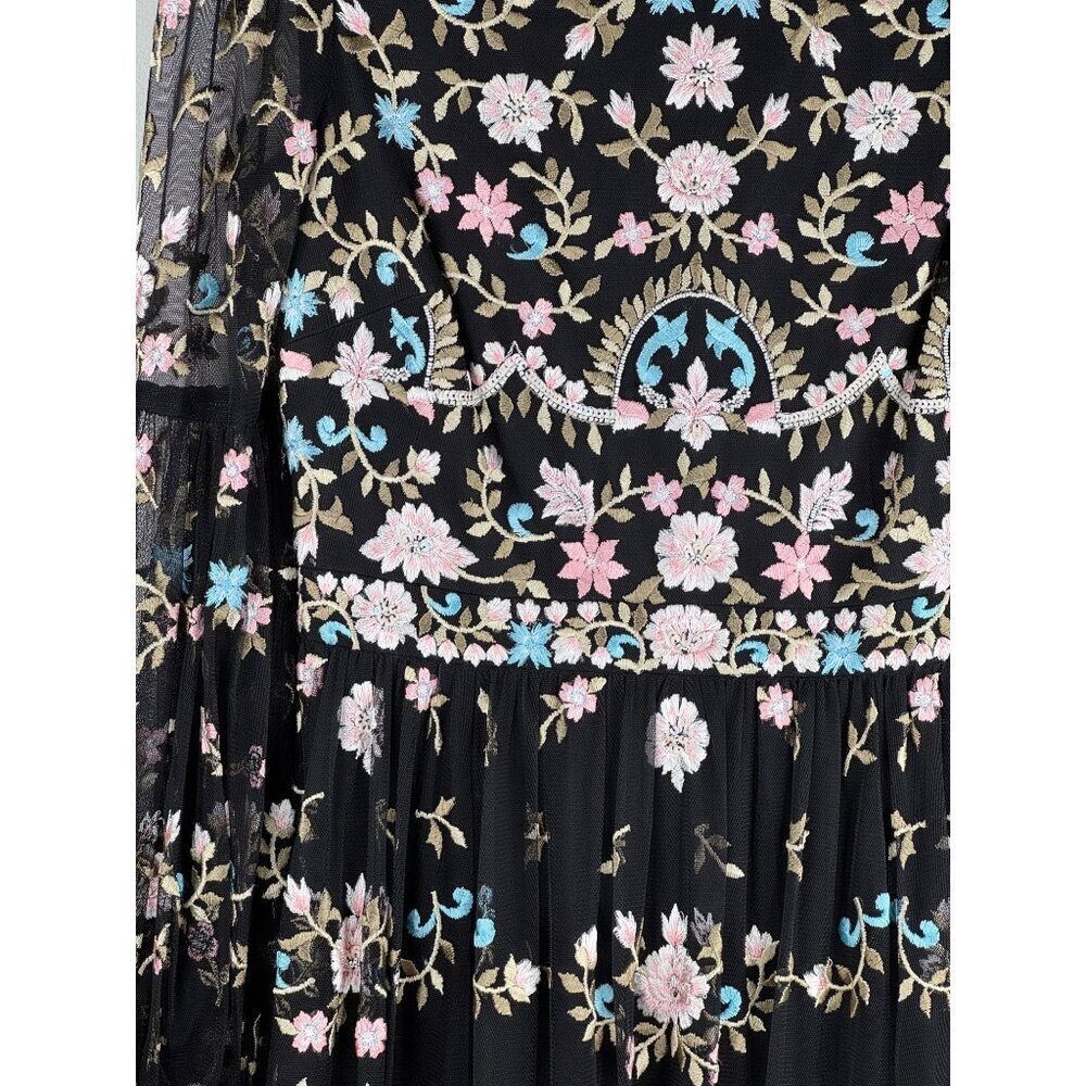 MAC DUGGAL 35111 Embroidered Floral Long Sleeve Gown in Black Size 4 NEW - Picture 7 of 11